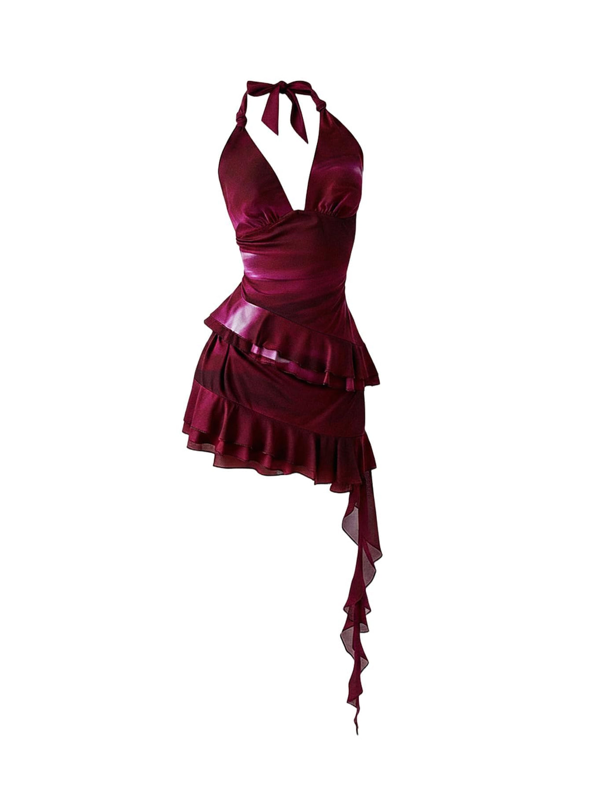 Verdusa Women's Halter Y2k Mini Dress Asymmetrical Wedding Guest Dress
