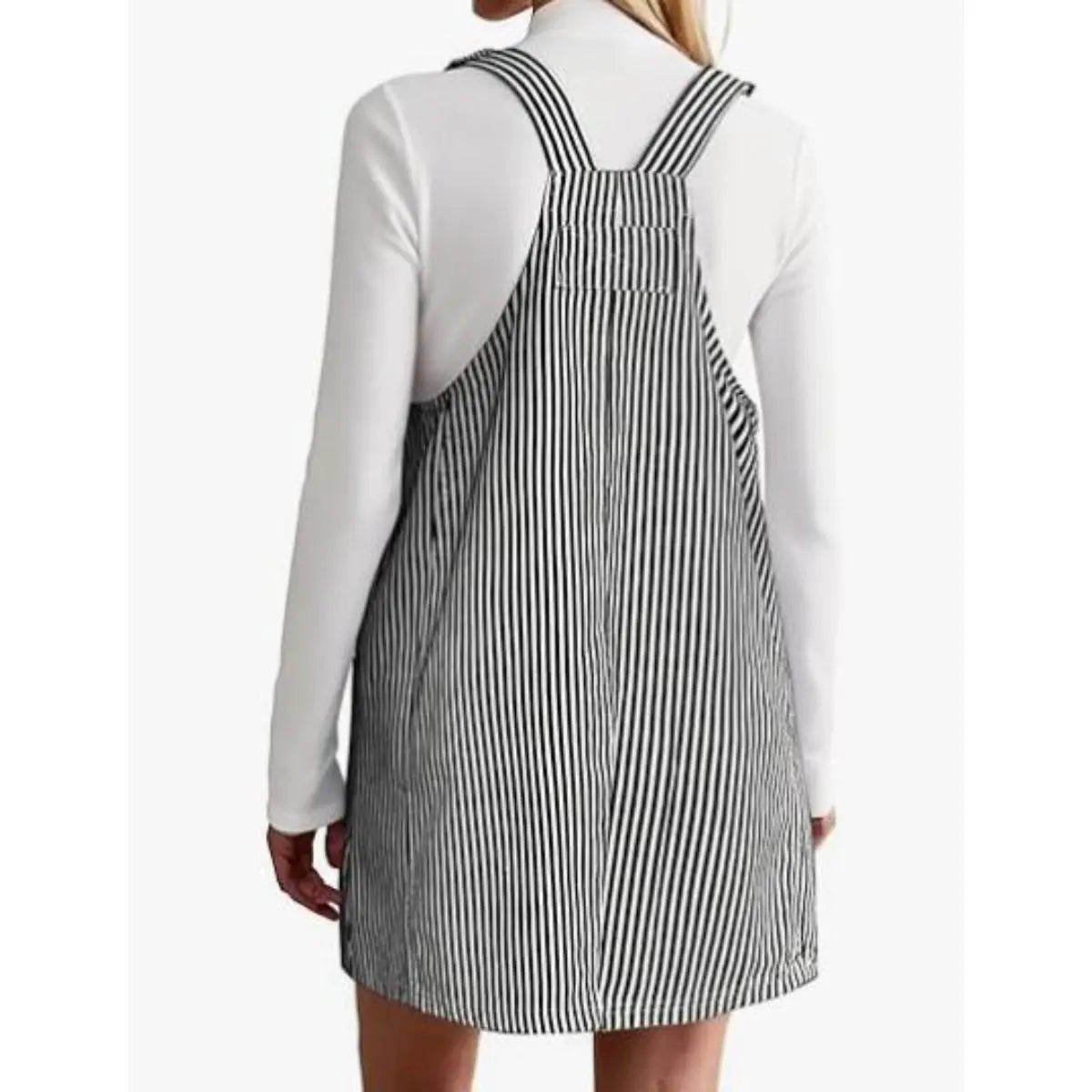 Imily Bela Womens Casual Striped Denim Dress Summer Pinafore Overalls Romper Adjustable Straps Jumper Dress with Pockets
