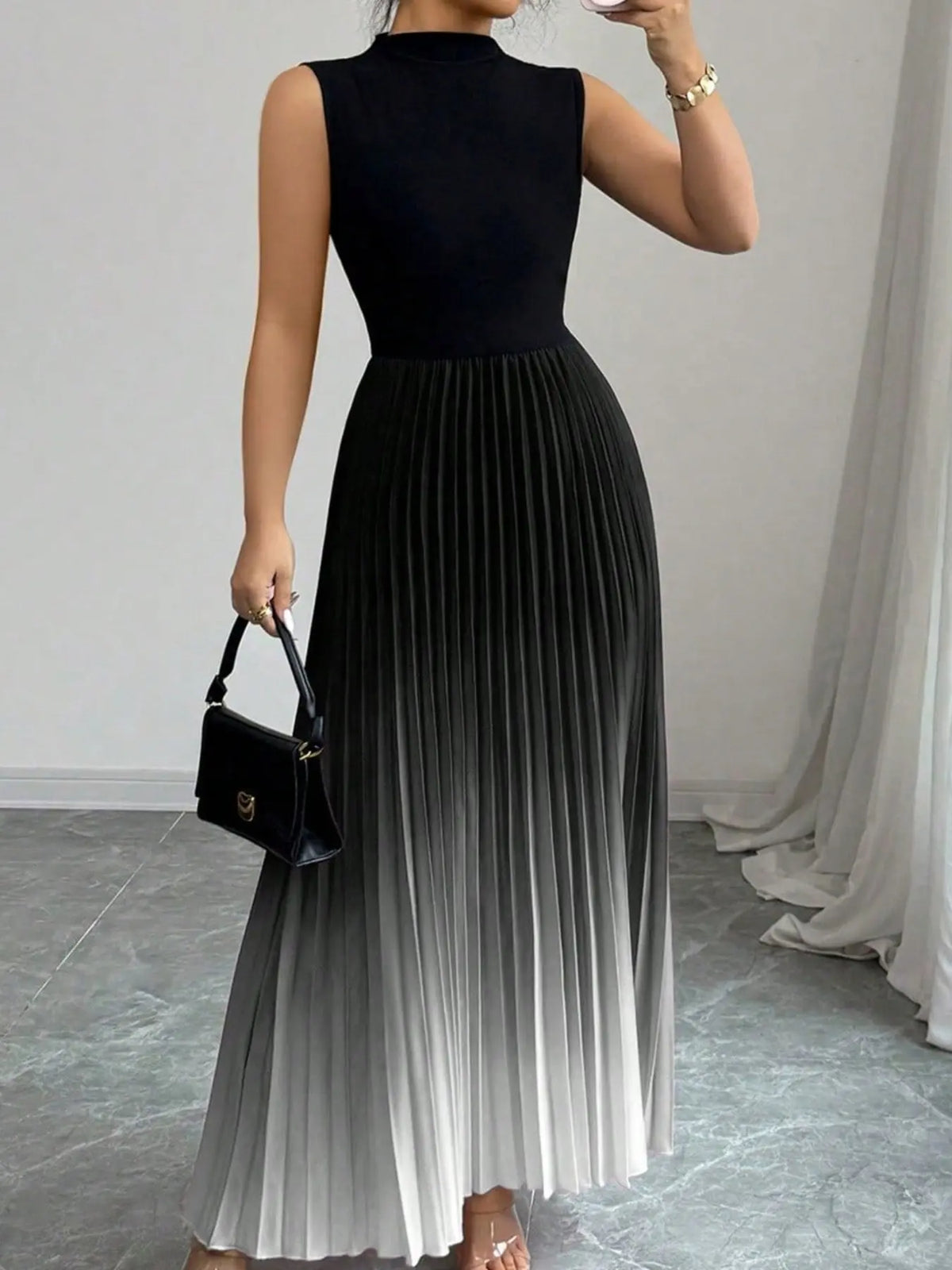 Women's Ombre Gradient Print Tank Dress, Elegant Chic Sleeveless Dress for Party Evening Formal Wear Occasions, Ladies' Clothes for All Seasons, Evening Dresses