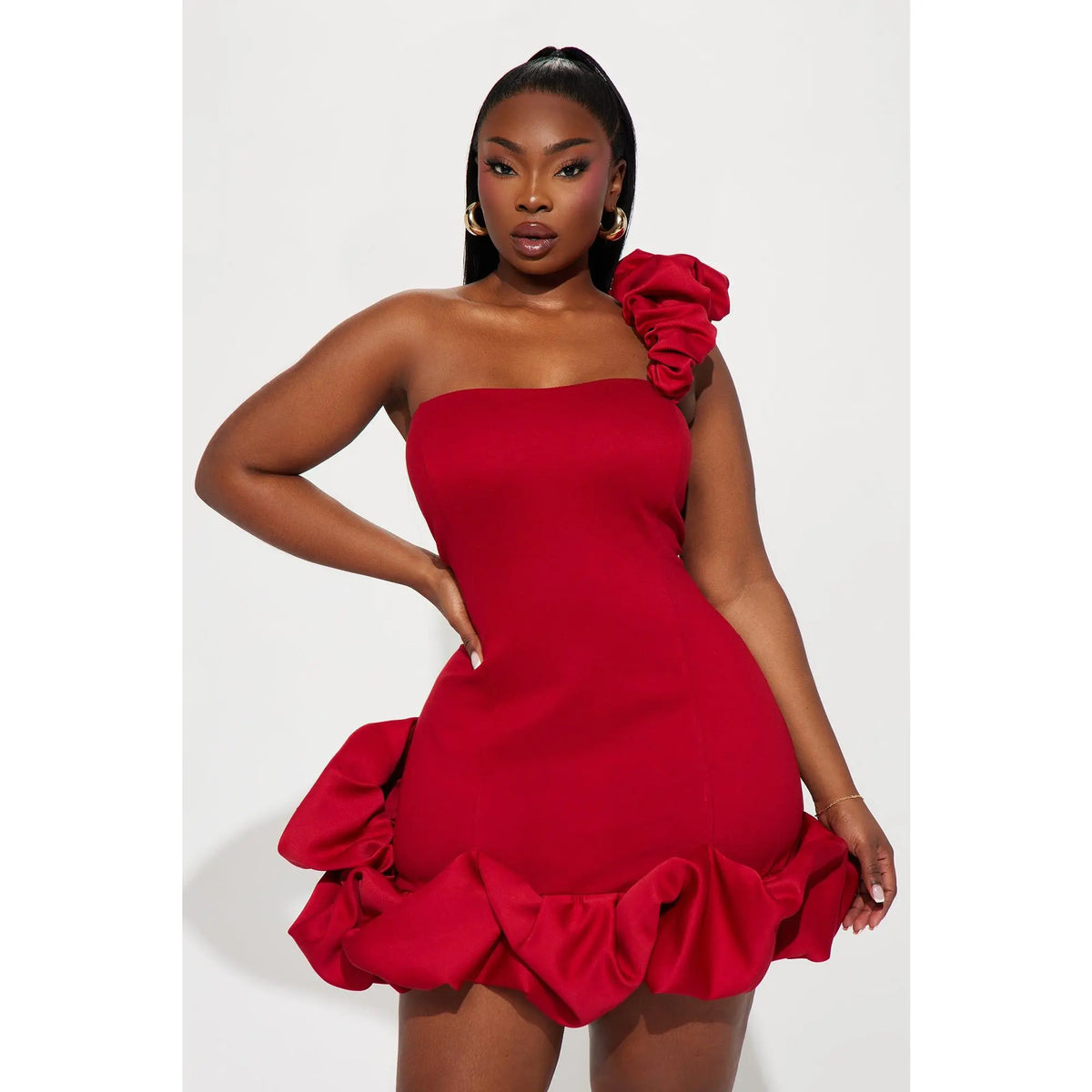 Wilma Ruffle Mini Dress - Red