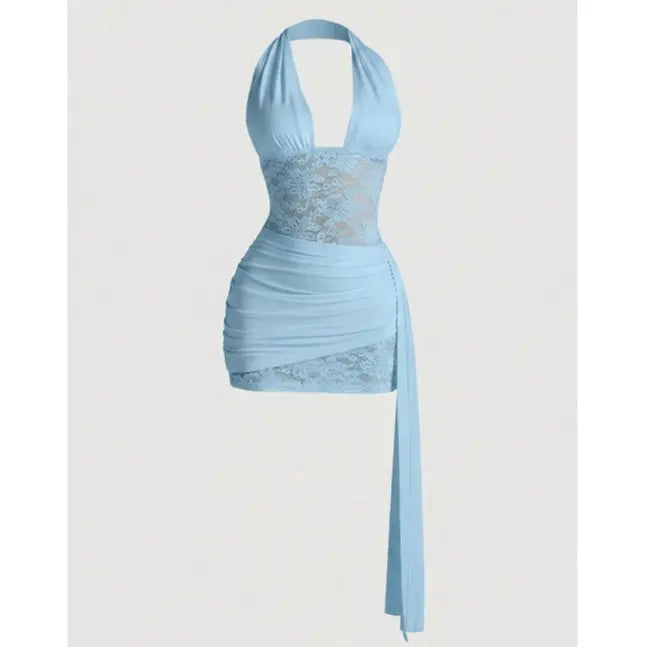 DealsForYouDays Summer Floral Lace Splicing Deep V-Neck Backless Dress,Graduation Dress. Summer Rave Festival Outfits