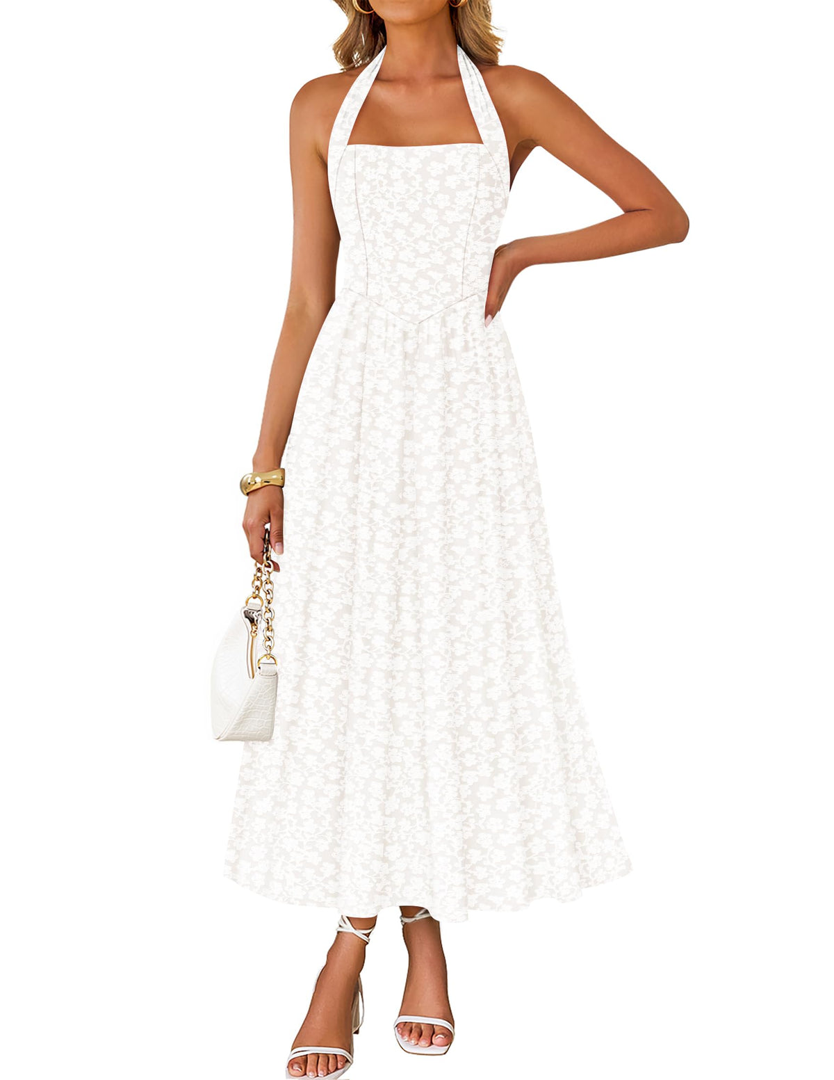 ZESICA Women's Summer Sleeveless Floral Wedding Guest Maxi Dress