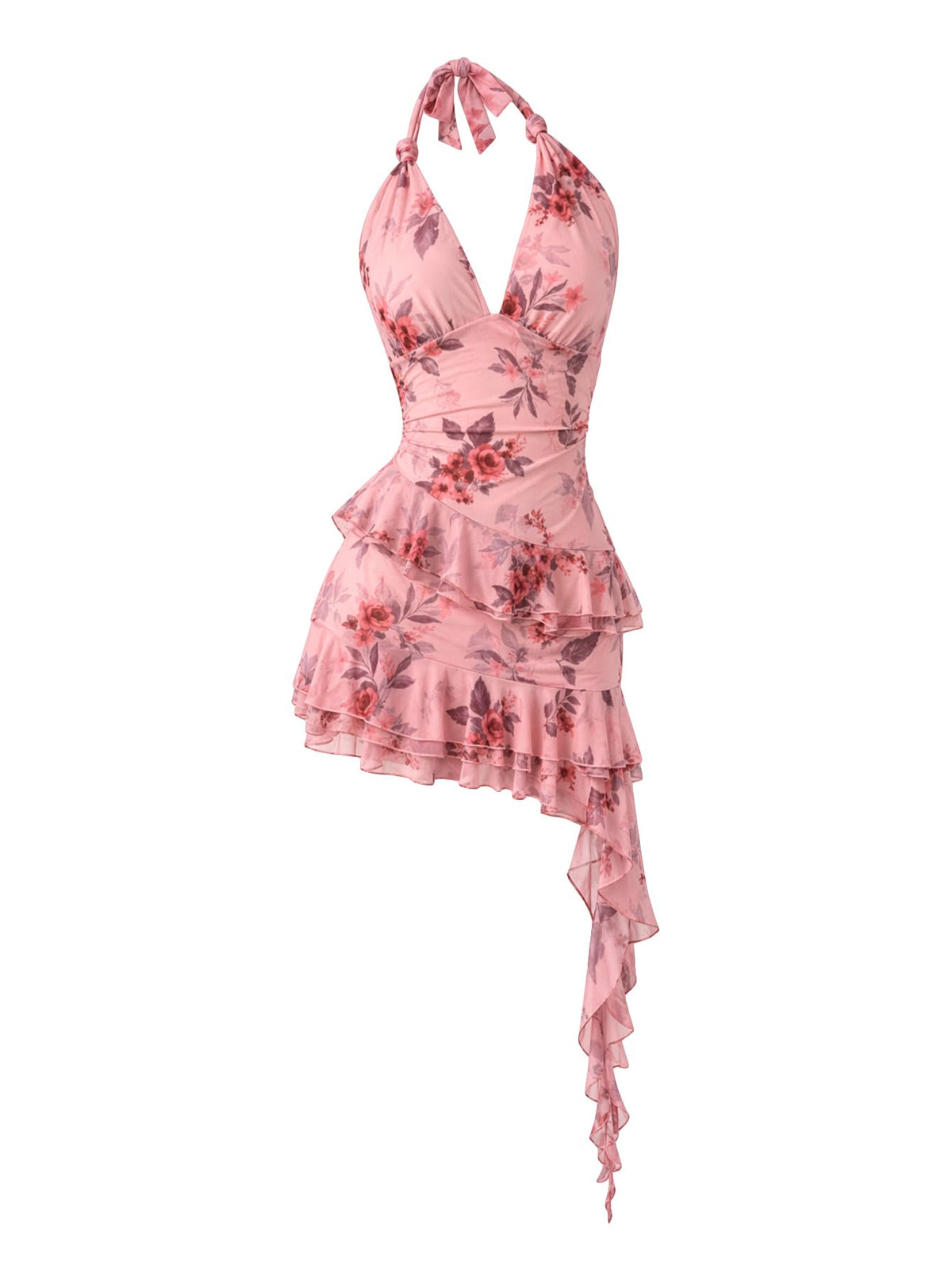 Verdusa Women's Halter Y2k Mini Dress Asymmetrical Wedding Guest Dress