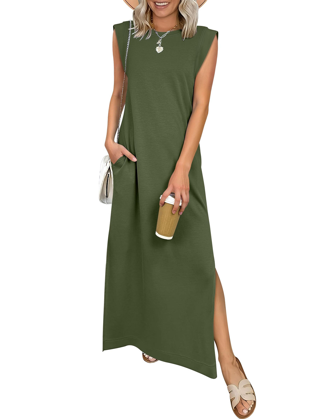 ANRABESS Womens Summer Maxi Dresses Wrinkle Free Sundress with Pockets