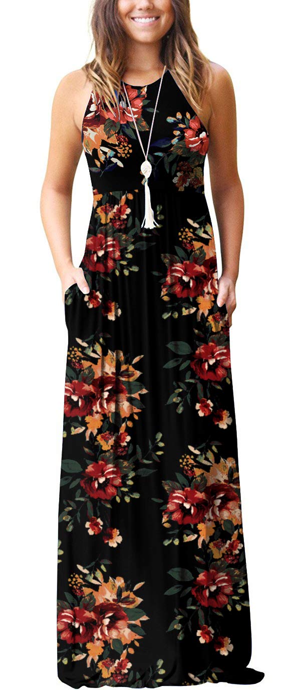 GRECERELLE Women's Summer Sleeveless Casual Long Tank Maxi Dress with Pockets (XS-3XL)