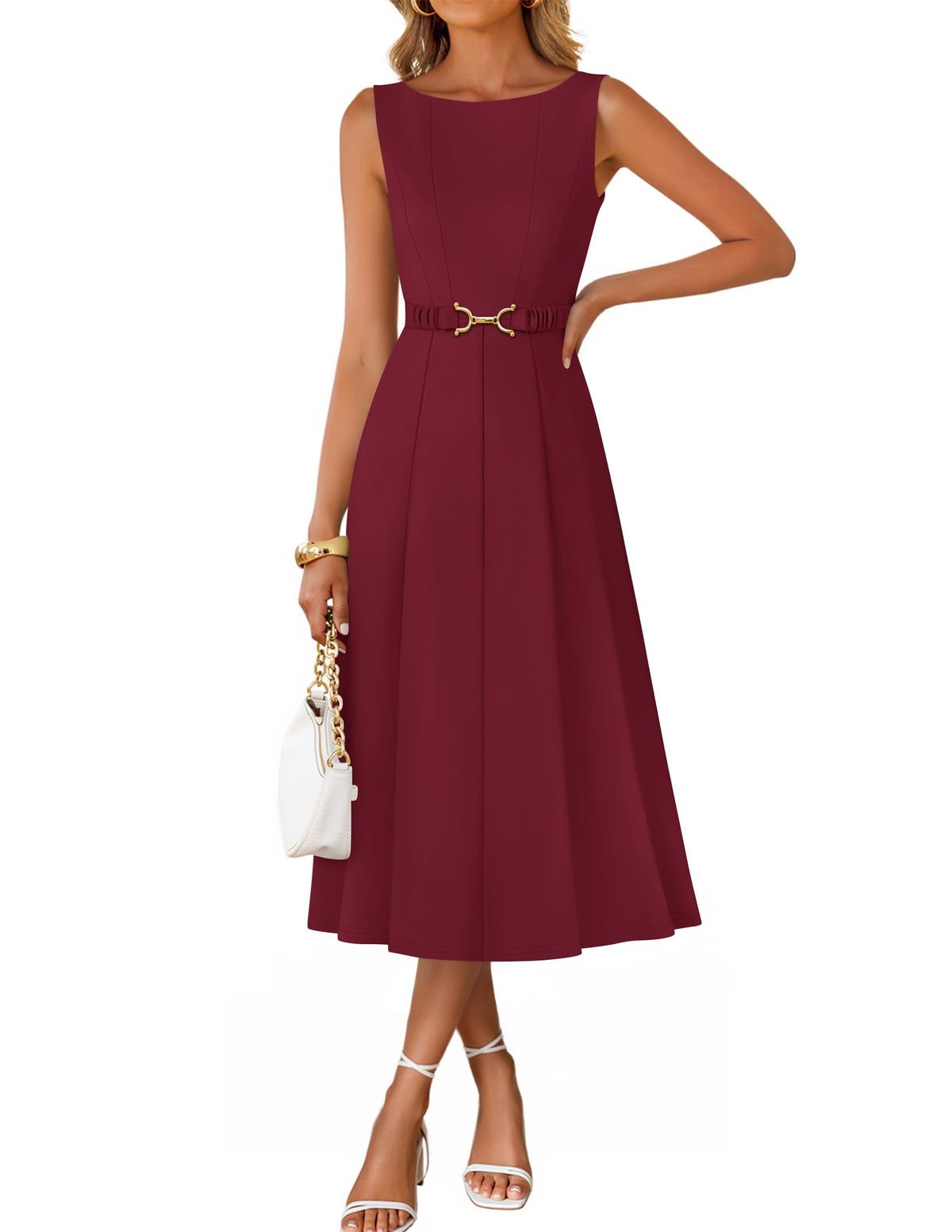 ZESICA Women's Summer Sleeveless 2026 Formal Cocktail Party Midi Dresses