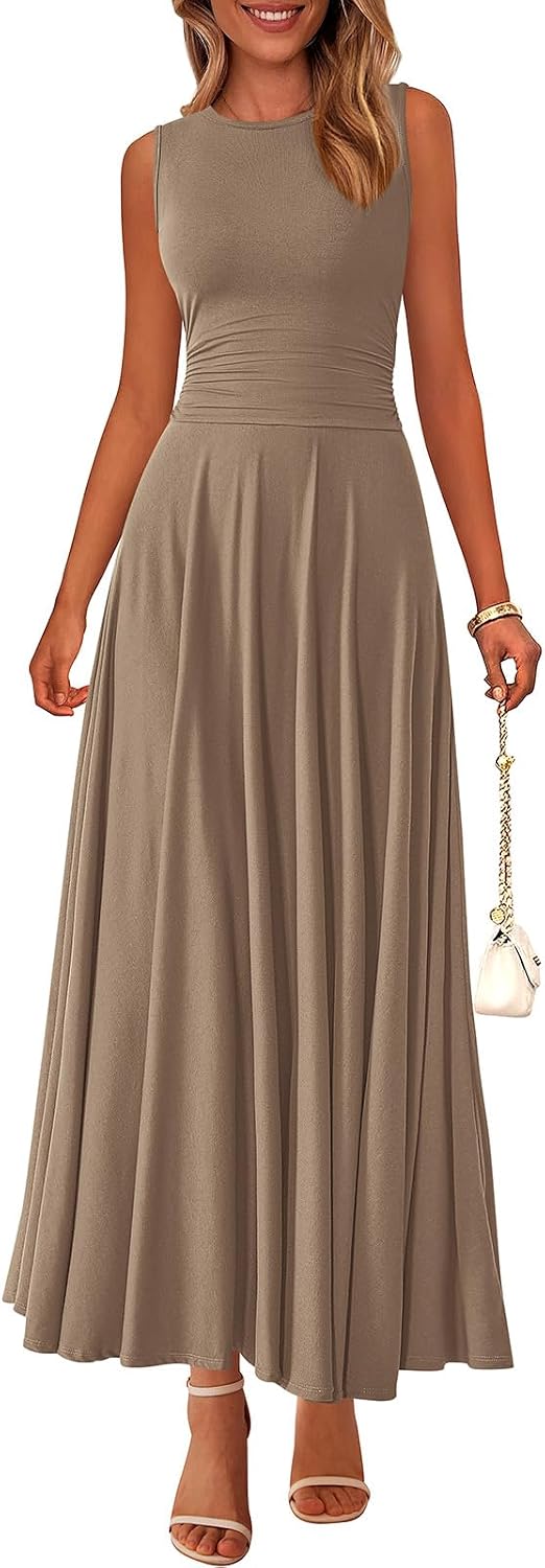 PRETTYGARDEN Womens Sleeveless Summer Dresses 2026 Flowy Aline Maxi Dress