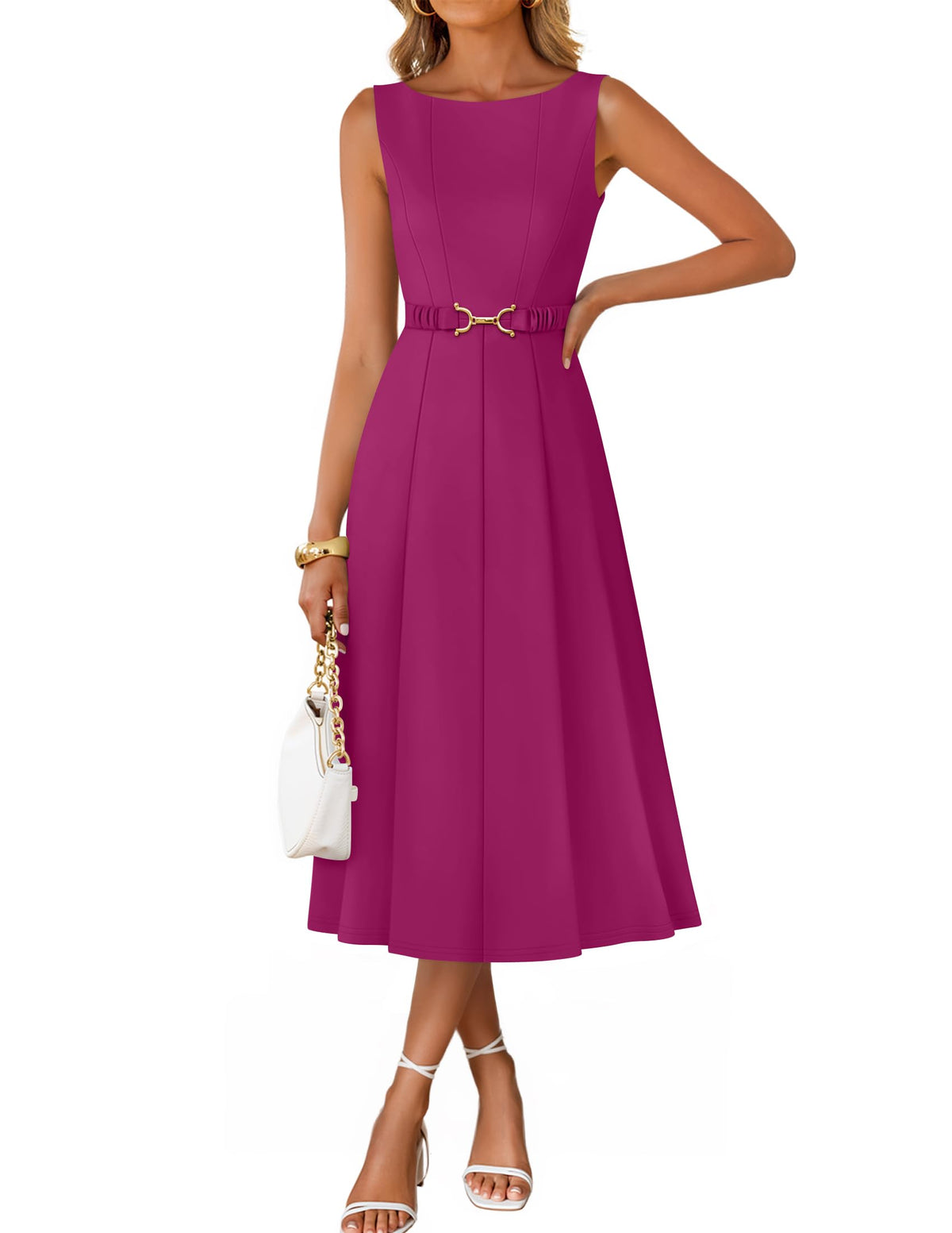 ZESICA Women's Summer Sleeveless 2026 Formal Cocktail Party Midi Dresses