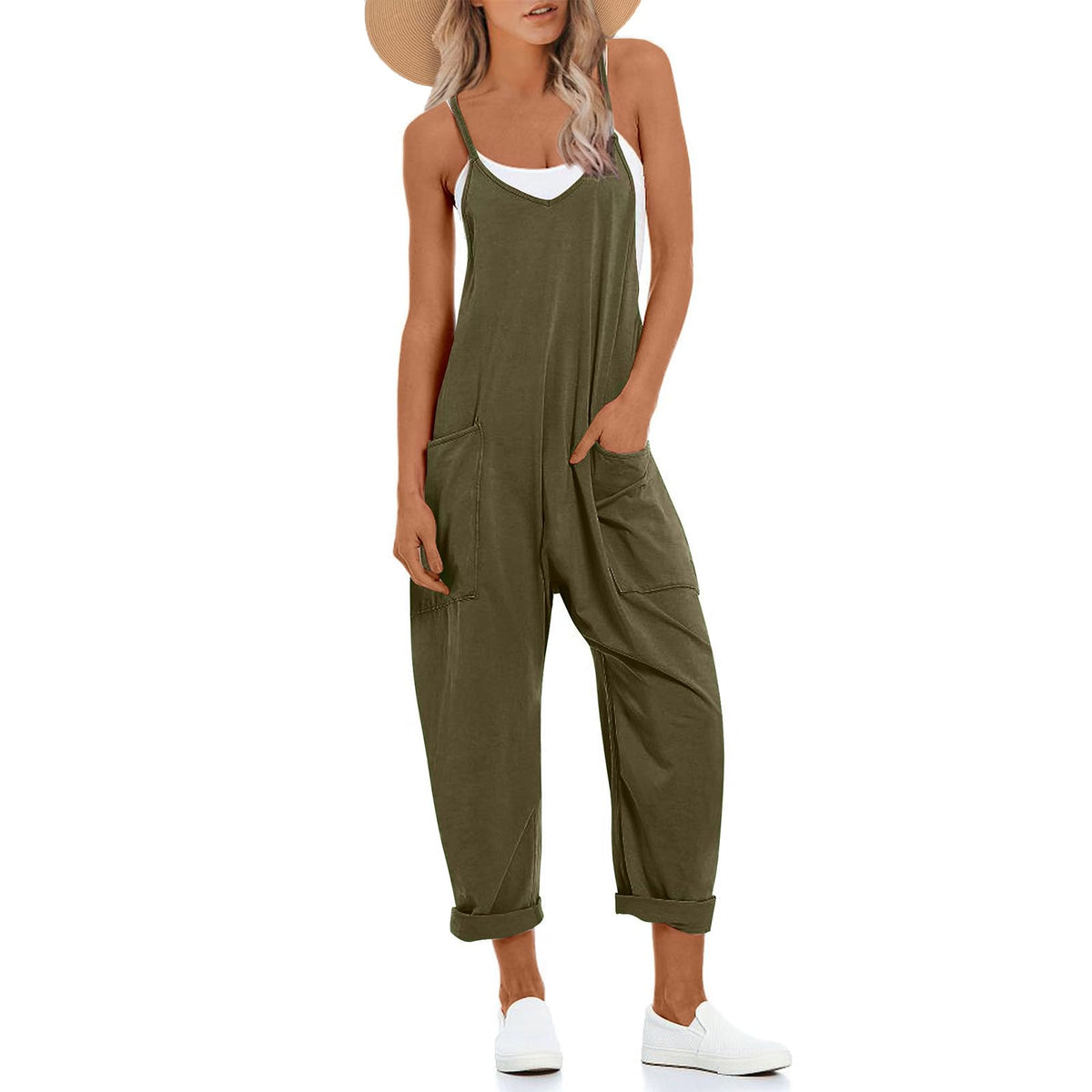 UNIANKIYA One Piece Jumpsuits for Women Casual Overalls Summer Rompers Trendy Jumpers Beach Vacation Outfits Travel Clothes
