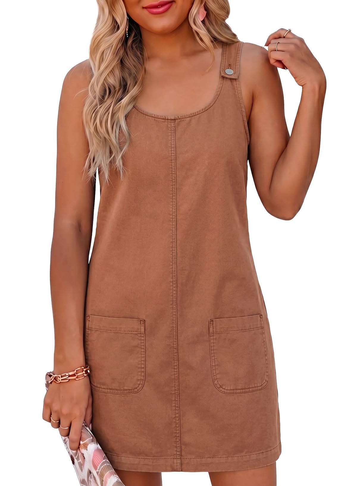 Dokotoo Womens Denim Dress Casual Sleeveless Babydoll Jean Overall Dress