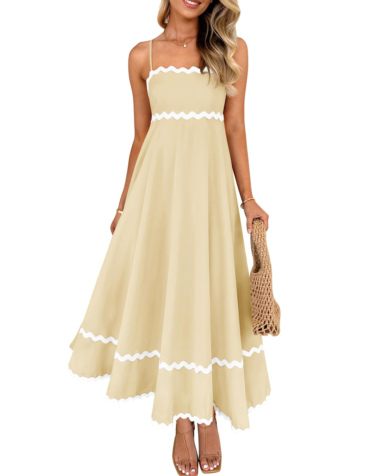 ZESICA Women's 2026 Summer Spaghetti Straps Midi Dress