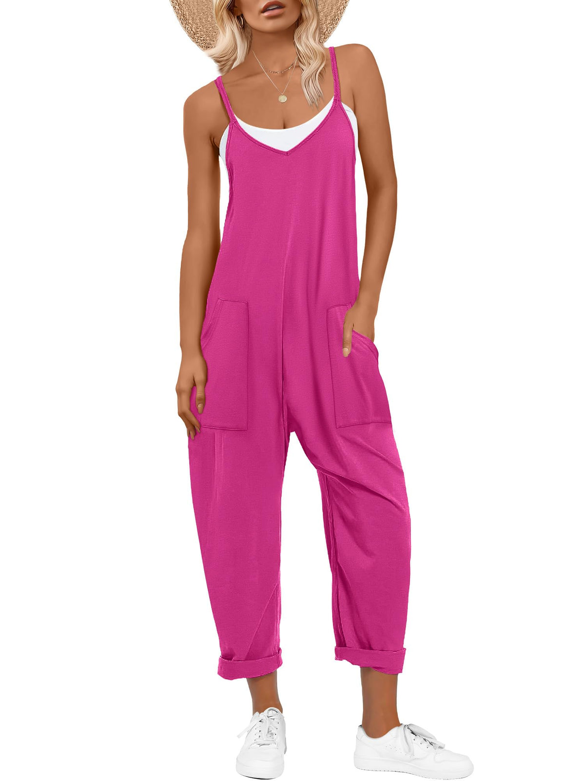 ANRABESS Jumpsuits for Women Summer Casual Sleeveless Overalls