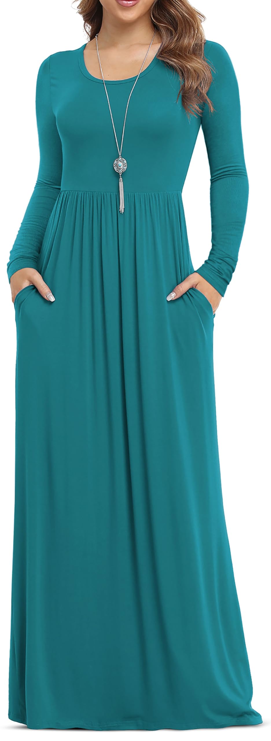 VIISHOW Women's Short Sleeve Loose Plain Maxi Dresses Casual Long Dresses with Pockets