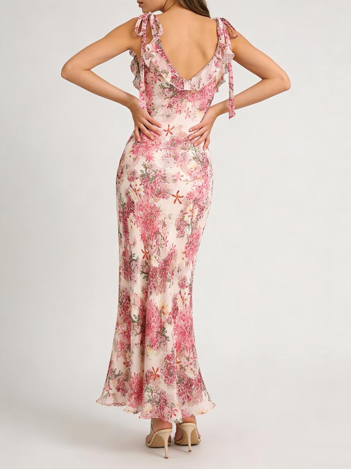 RIHOAS Boho Midi Floral Dress - Elegant Flowy Sundress | Formal-Inspired Outfit for Wedding Guest | Spring Summer Party Dress
