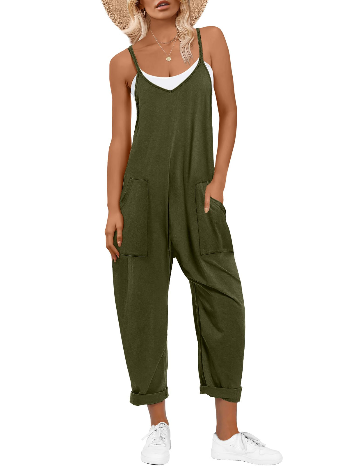ANRABESS Jumpsuits for Women Summer Casual Sleeveless Overalls