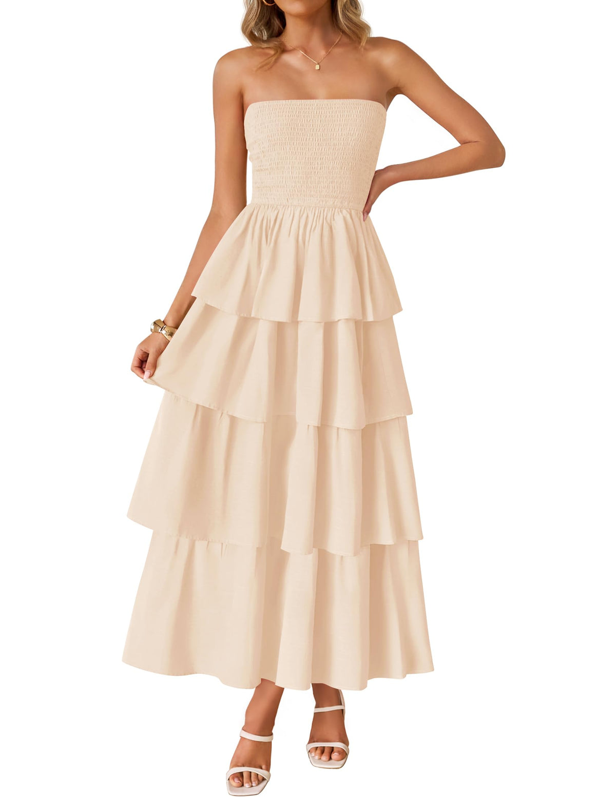 ZESICA Womens 2026 Summer Boho Strapless Maxi Dresses