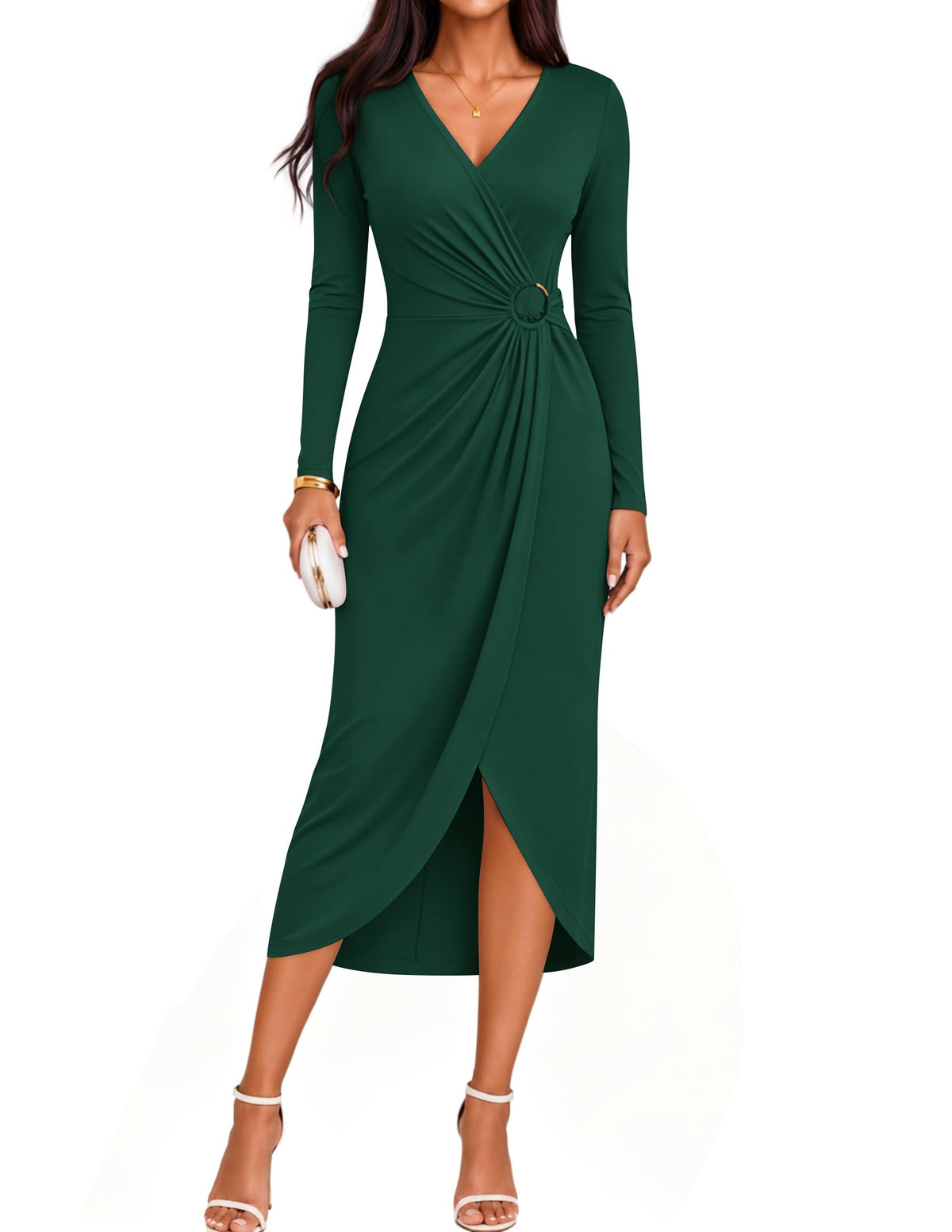 ZESICA Women's Fall Long Sleeve Wrap Bodycon Cocktail Party Dresses
