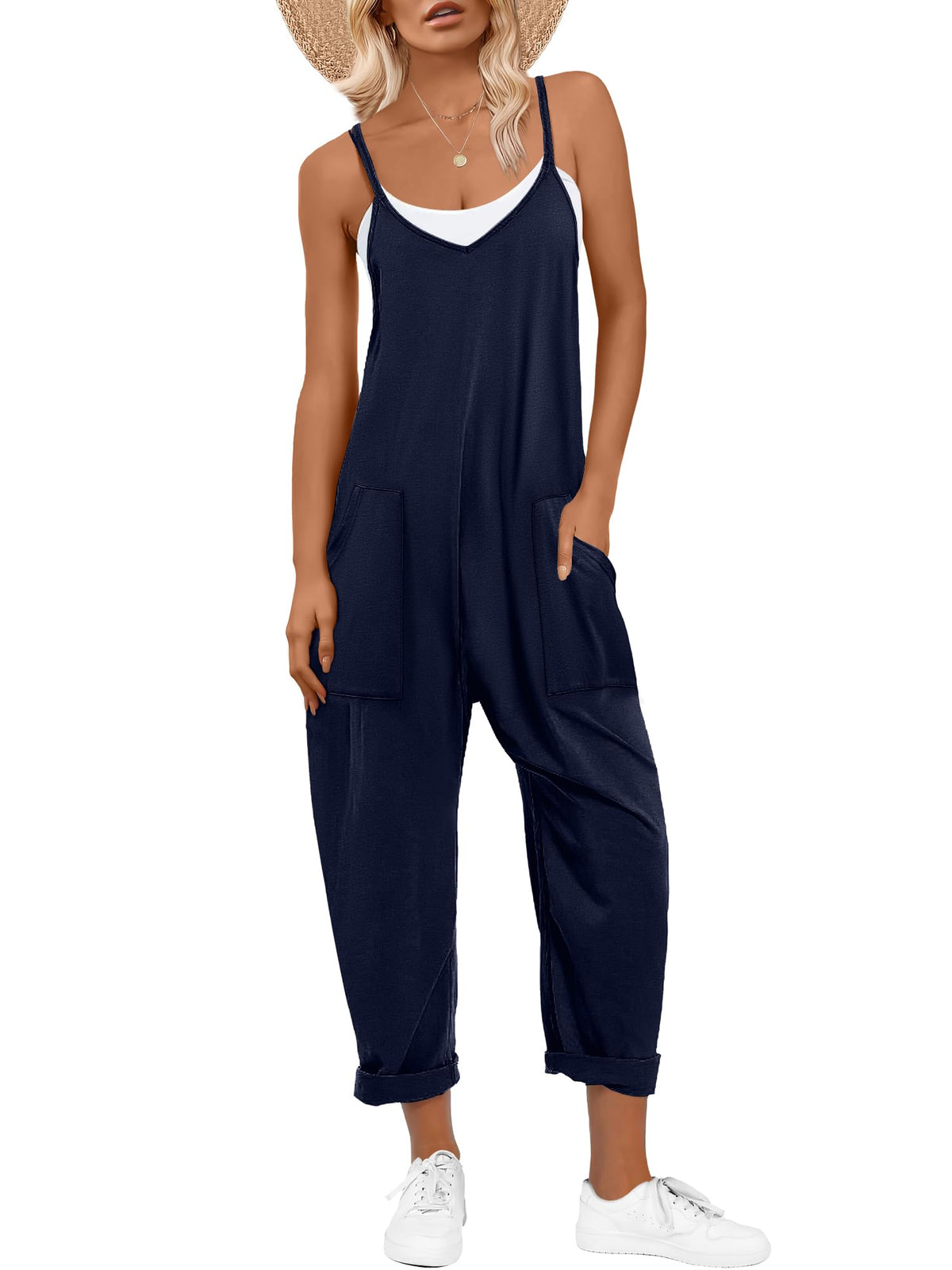 ANRABESS Jumpsuits for Women Summer Casual Sleeveless Overalls