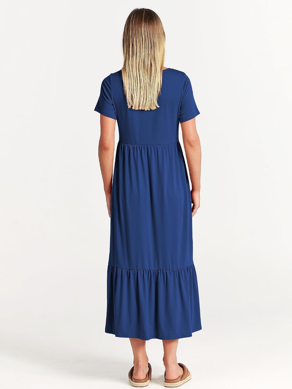 ANRABESS Womens 2026 Summer Casual Short Sleeve Maxi Dress with Pockets