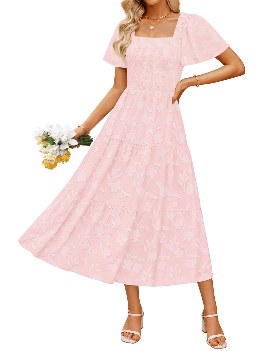 ZESICA Womens 2026 Summer Boho Wedding Guest Midi Dresses