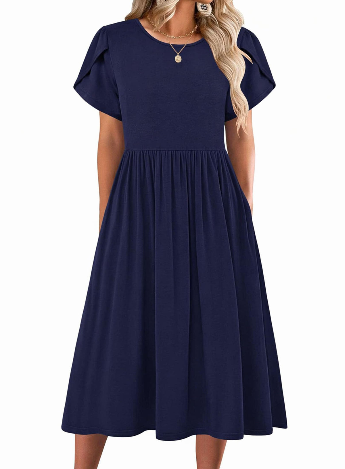 Zeagoo Womens Summer Dresses Casual Aline Midi Dress Short Sleeve Floral Tshirt Dress Flowy Beach Sundresses with Pockets
