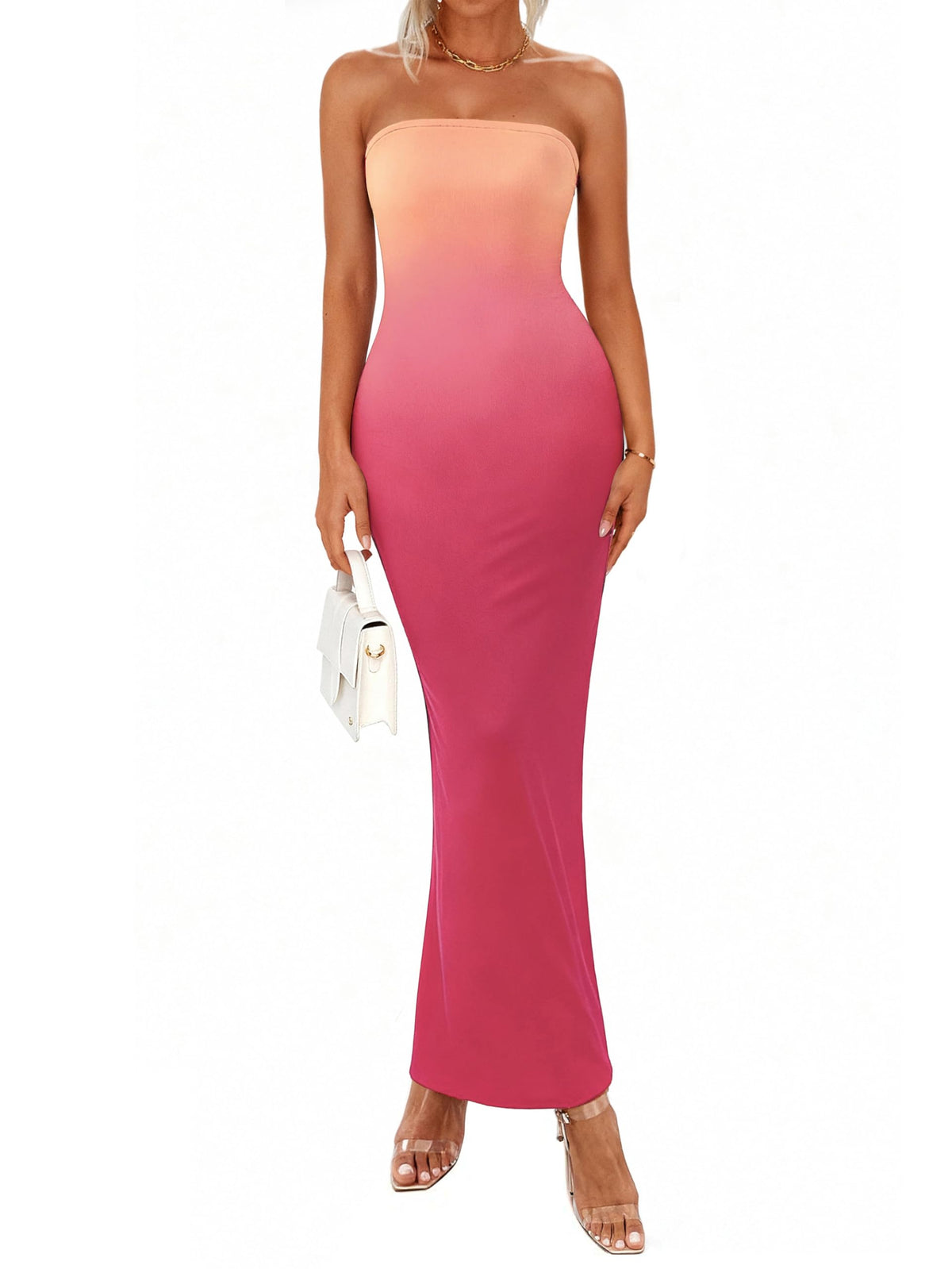 PRETTYGARDEN Women Summer Strapless Maxi Dress Tube Floral Bodycon Dresses