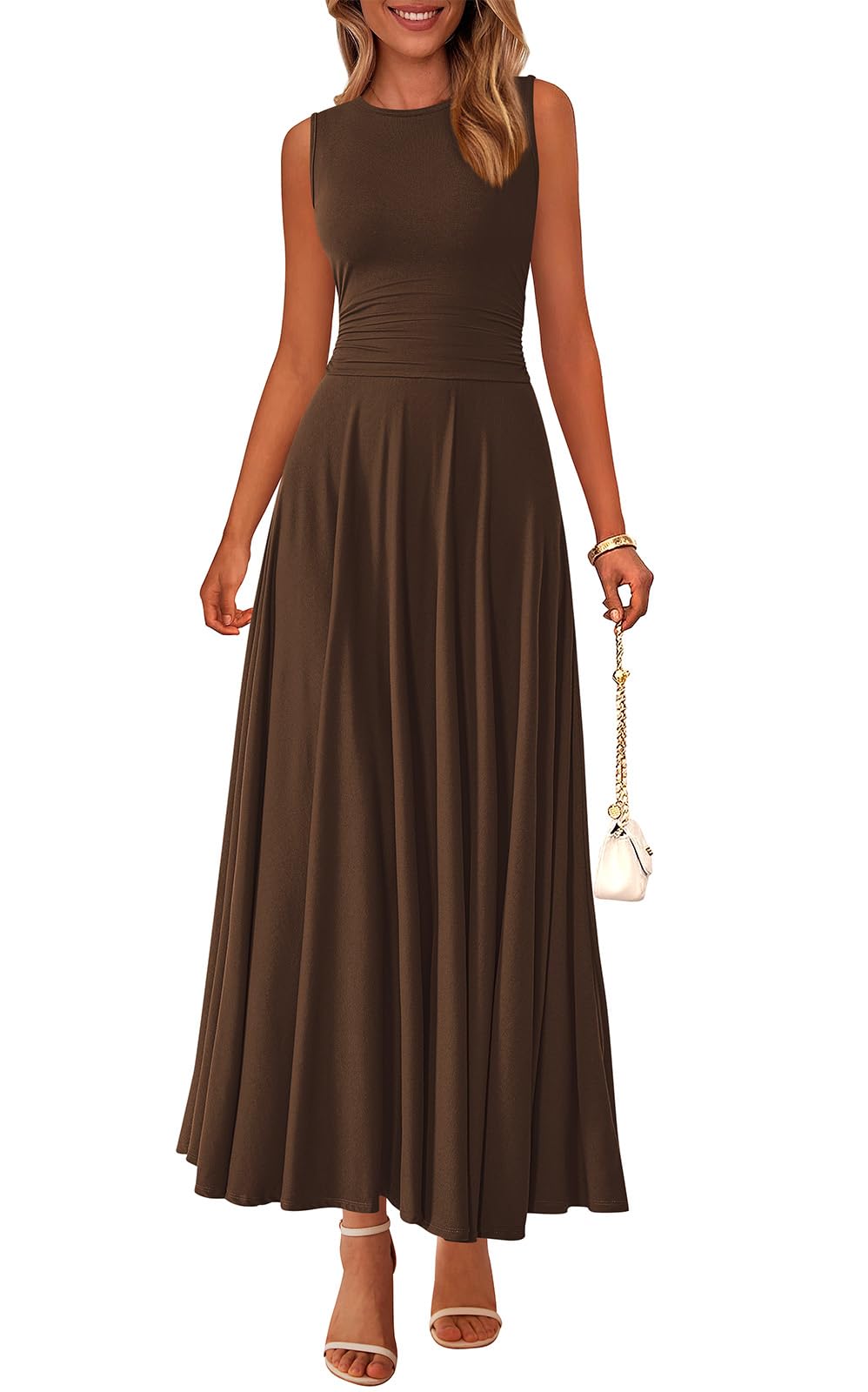 PRETTYGARDEN Womens Sleeveless Summer Dresses 2026 Flowy Aline Maxi Dress