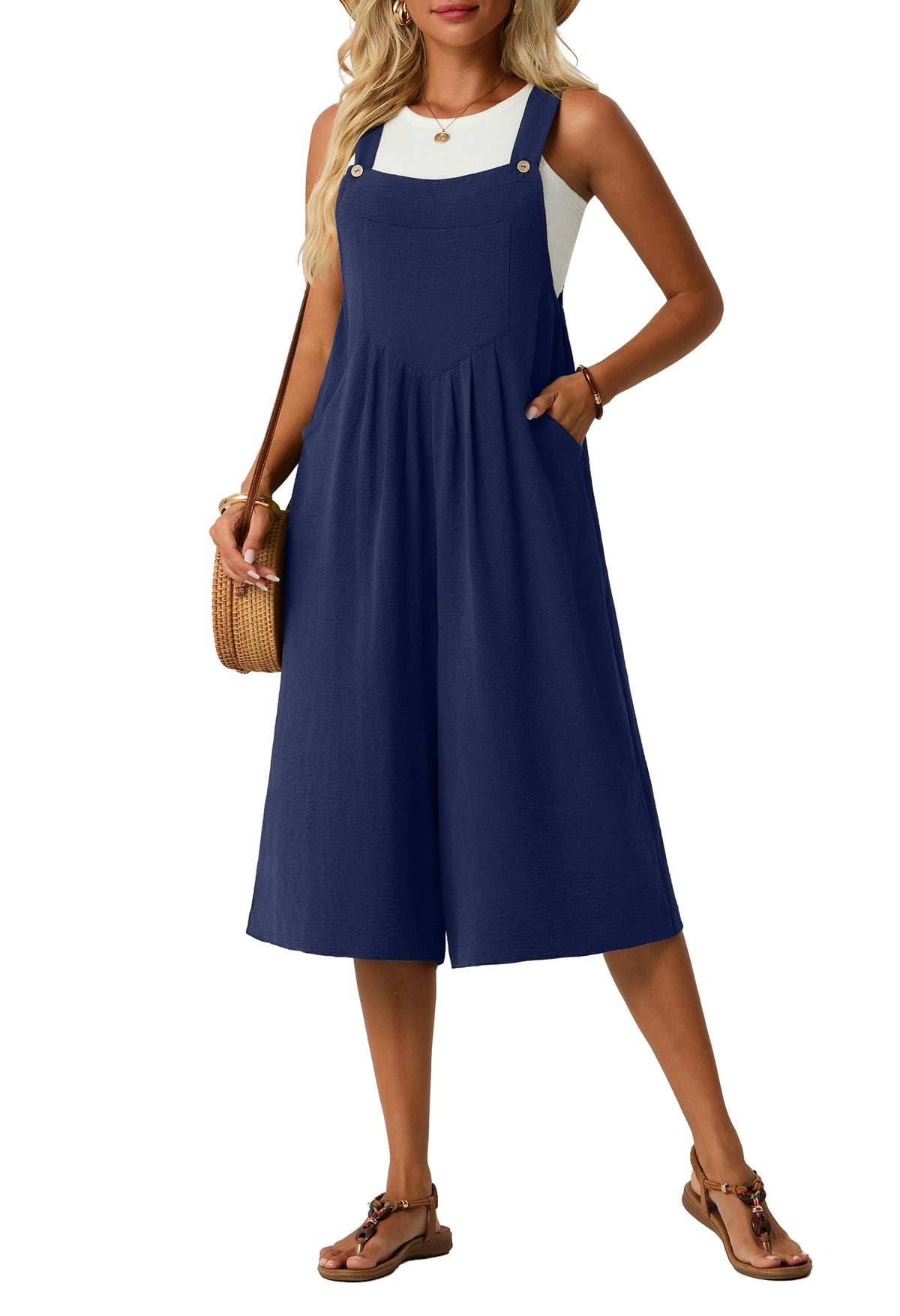 Lepunuo Womens Summer Capri Wide Leg Pants Rompers Boho Loose Fit