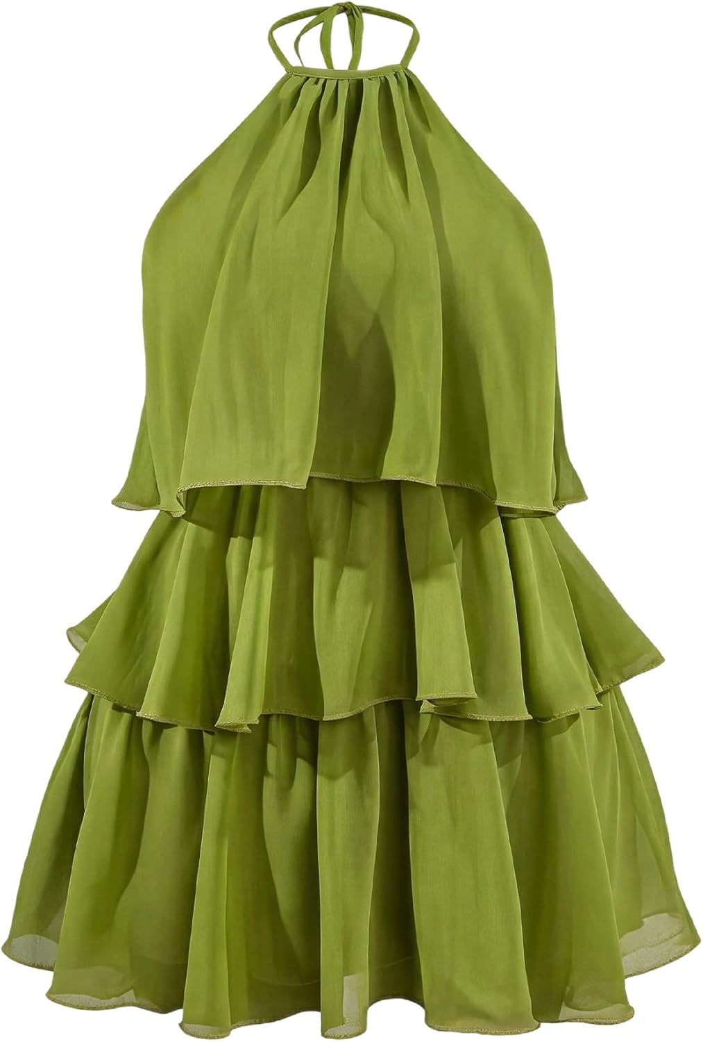 Verdusa Women's Ruffle Halter Dress Wedding Guest Flowy Mini Dresses