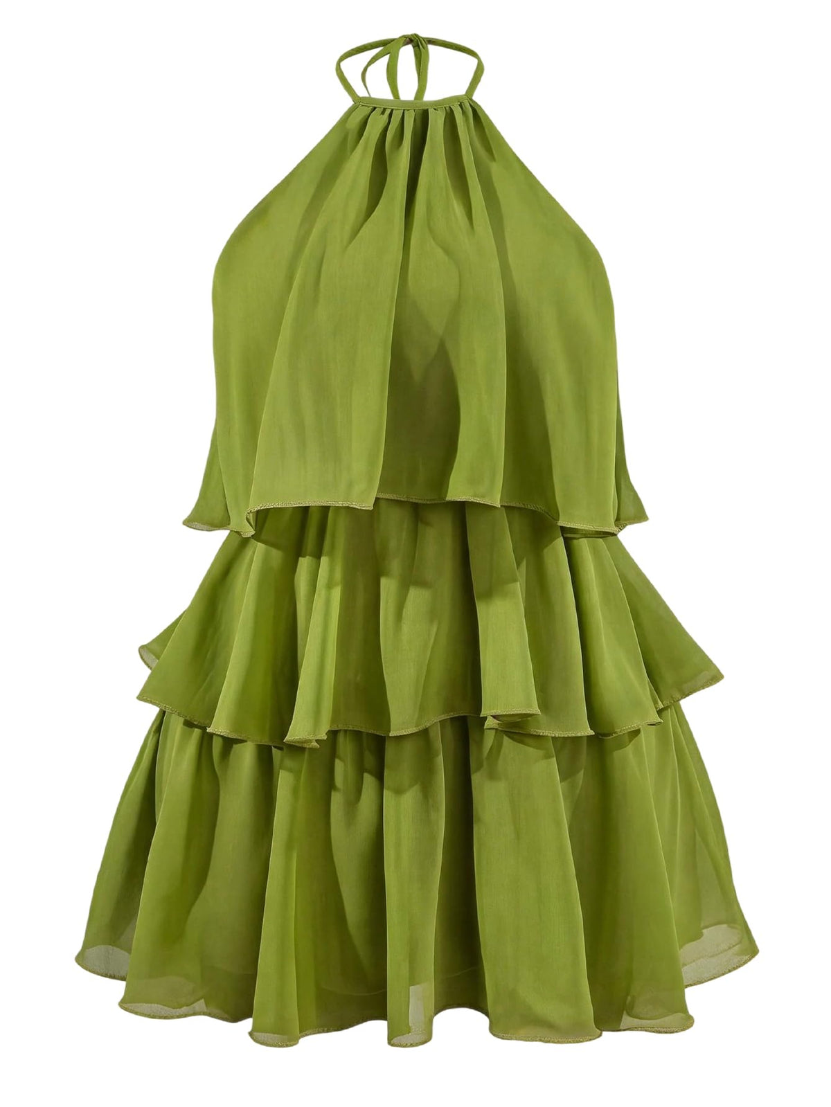 Verdusa Women's Ruffle Halter Dress Wedding Guest Flowy Mini Dresses