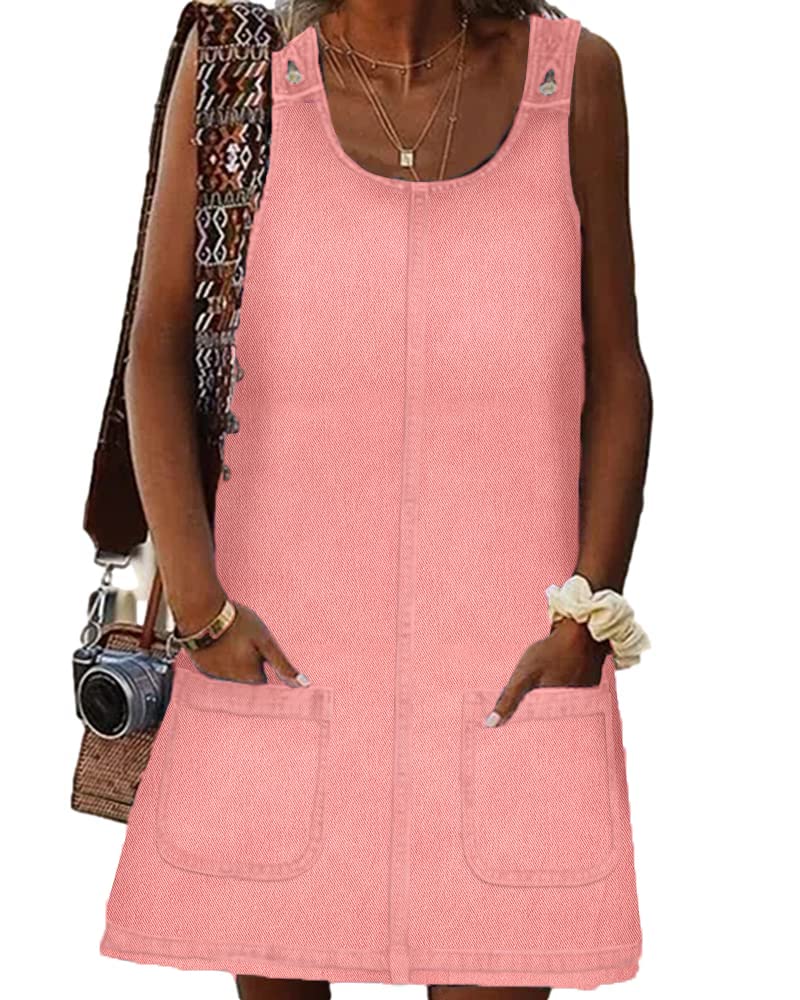 BZB Women's Sleeveless Casual Denim Dress Western Jean Overall Dress