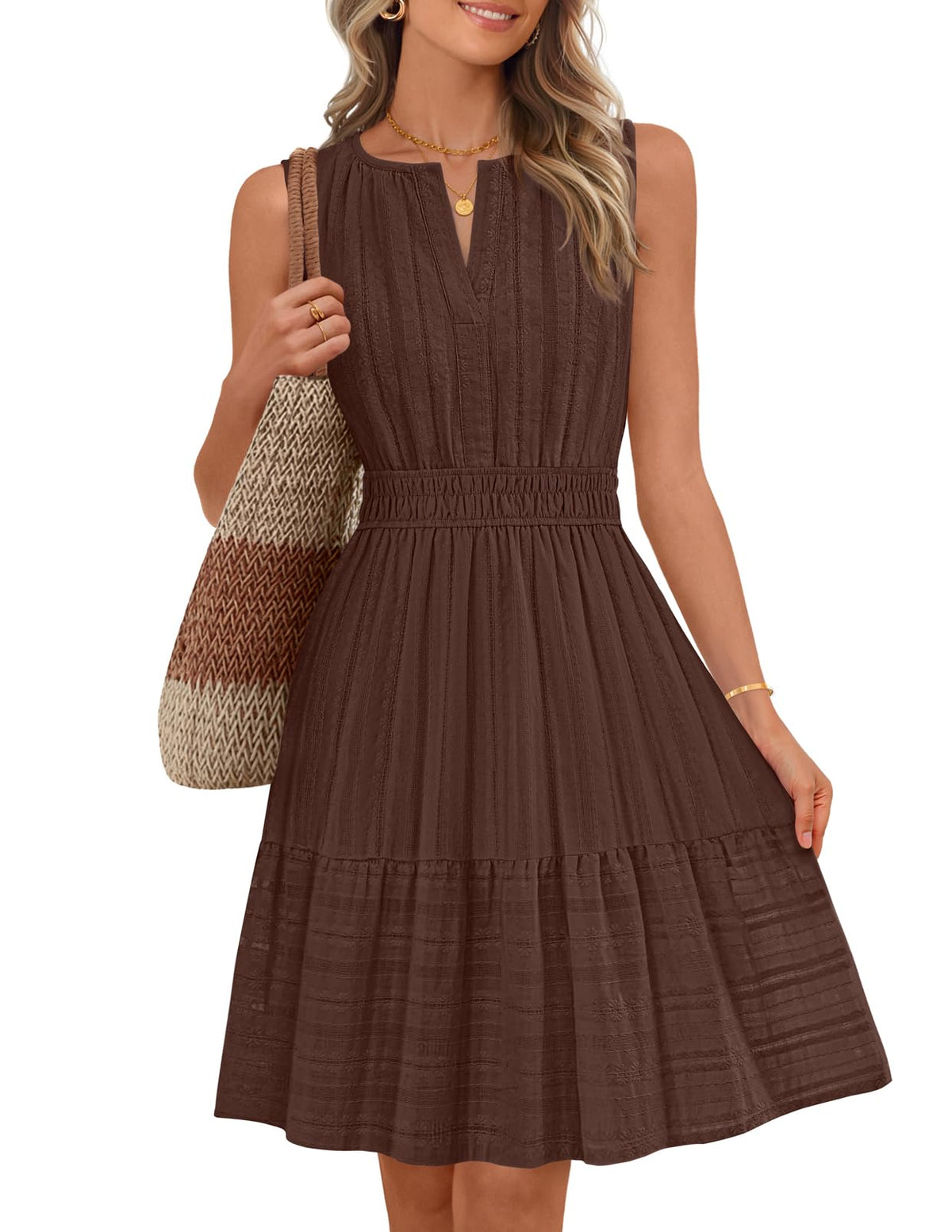 MEROKEETY Womens Summer Casual Beach Vacation Sleeveless Mini Sundress 2026