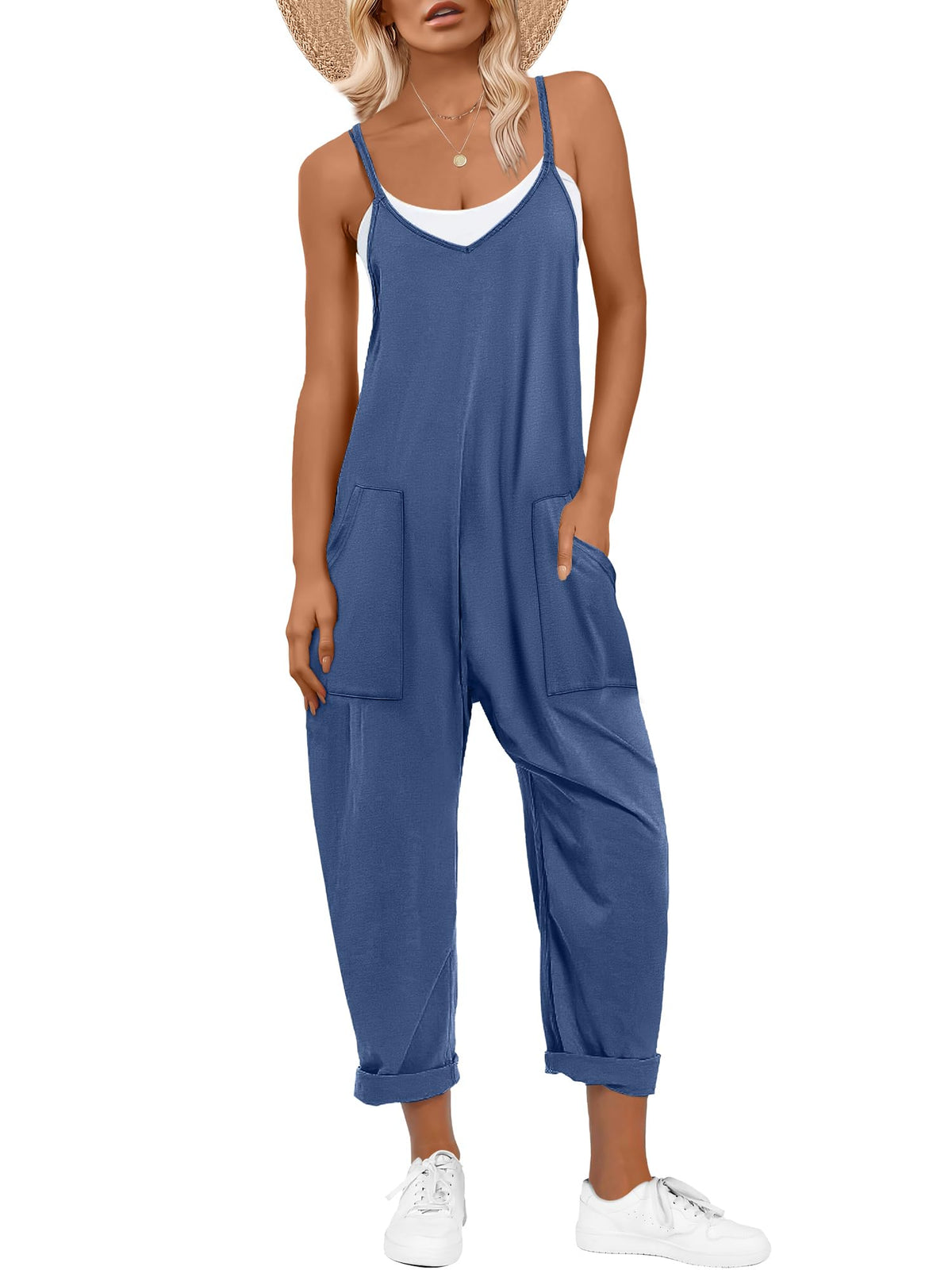 ANRABESS Jumpsuits for Women Summer Casual Sleeveless Overalls