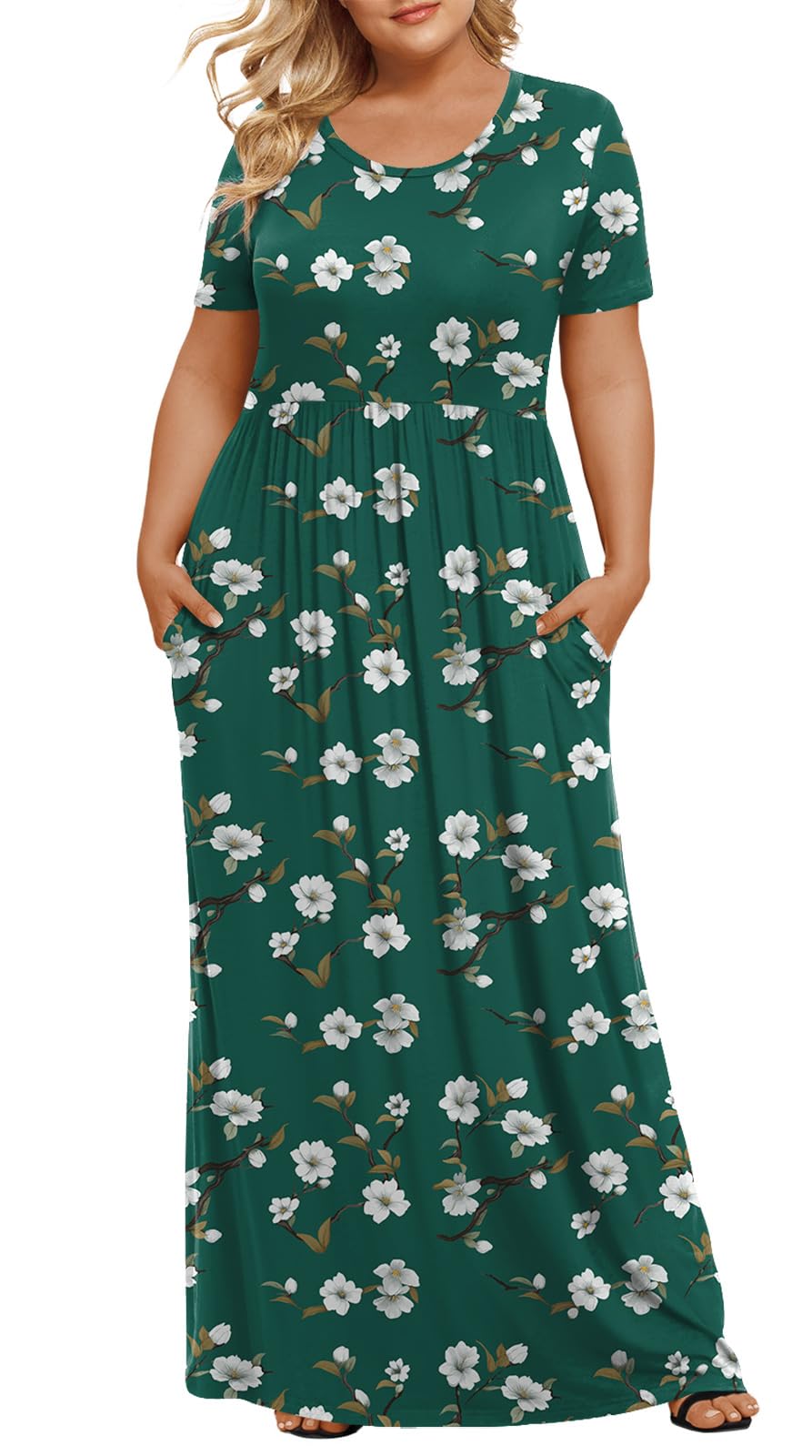 LONGYUAN Women's Plus Size Maxi Dresses Summer Short Sleeve Casual Long Dress 2026 XL-6XL