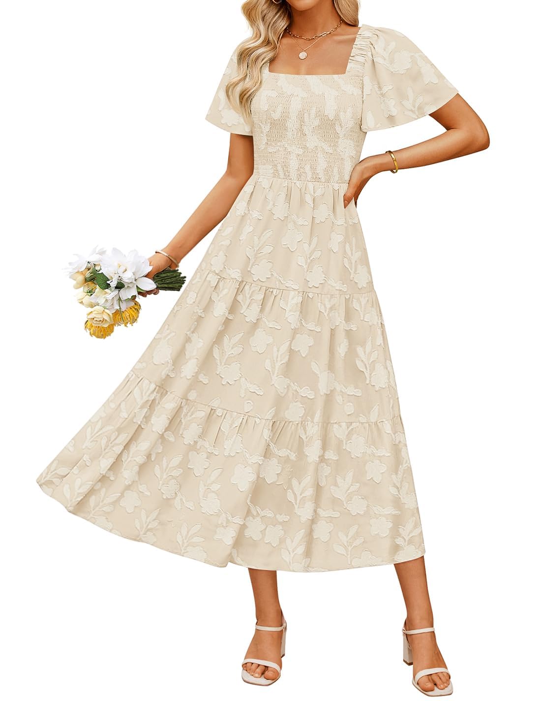ZESICA Womens 2026 Summer Boho Wedding Guest Midi Dresses