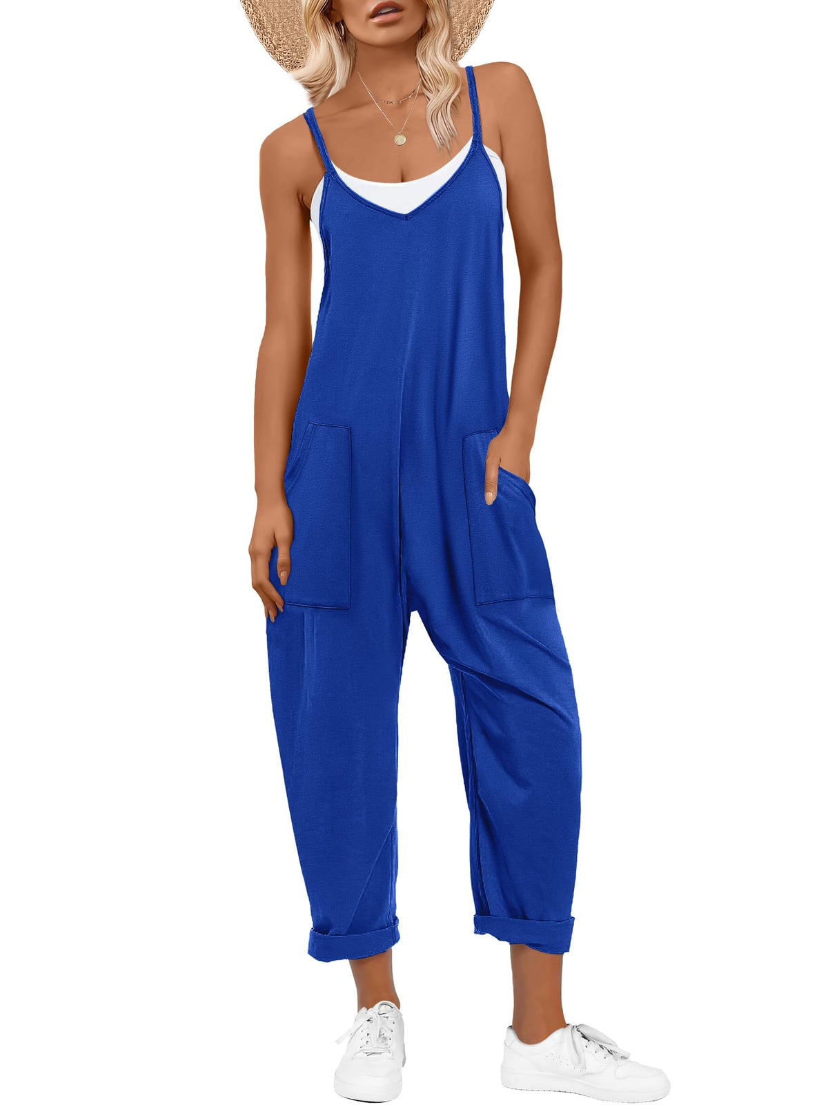 ANRABESS Jumpsuits for Women Summer Casual Sleeveless Overalls