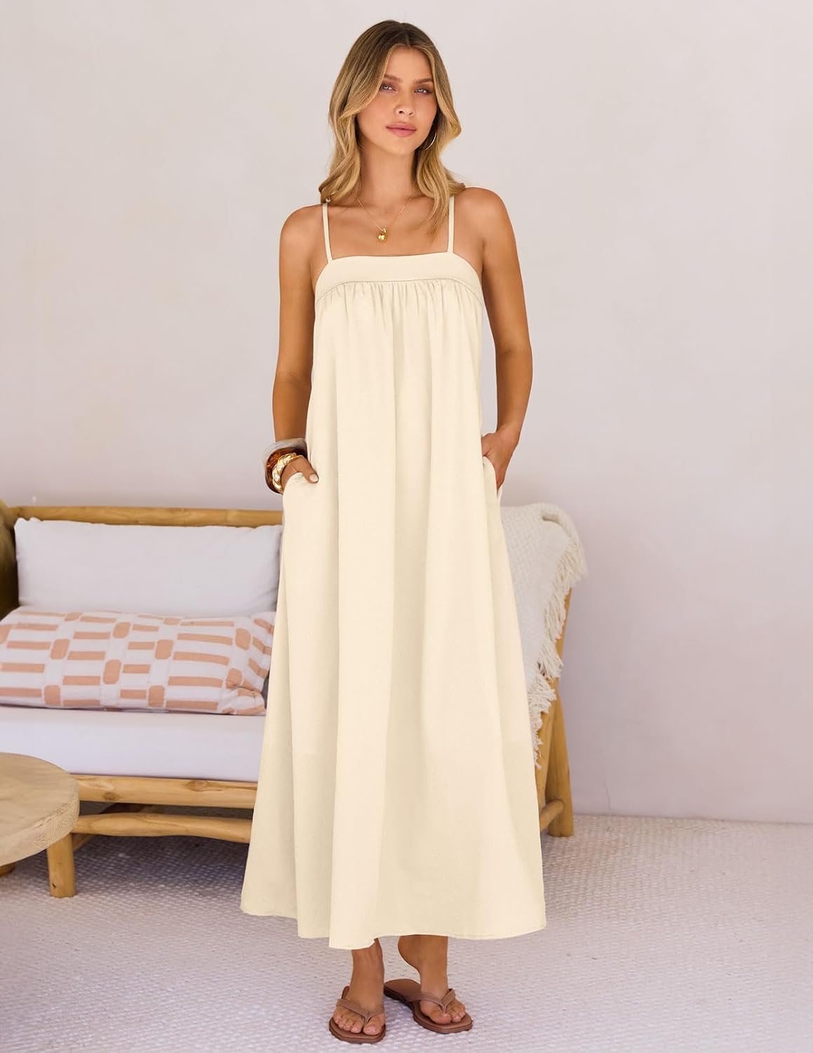 MEROKEETY Women's Summer Vacation Sundress Boho Maxi Dress