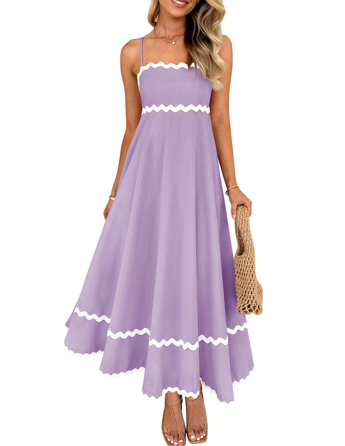 ZESICA Women's 2026 Summer Spaghetti Straps Midi Dress
