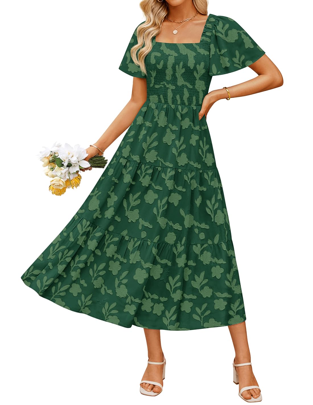 ZESICA Womens 2026 Summer Boho Wedding Guest Midi Dresses