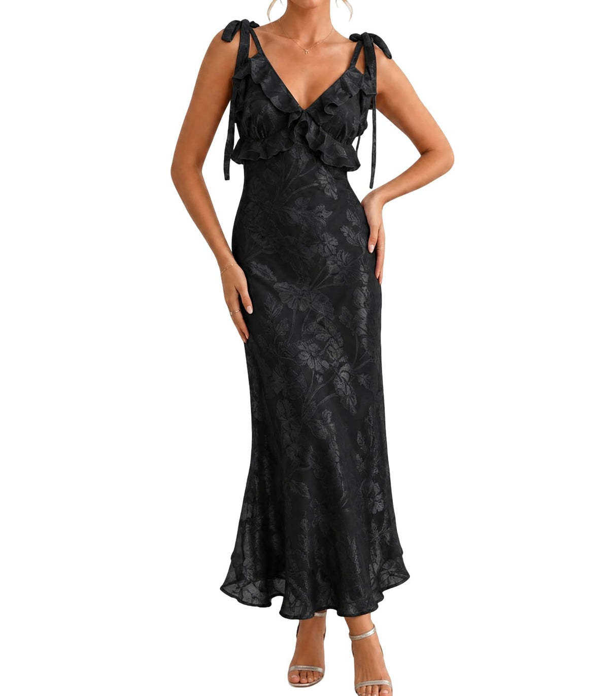 RIHOAS Boho Midi Floral Dress - Elegant Flowy Sundress | Formal-Inspired Outfit for Wedding Guest | Spring Summer Party Dress