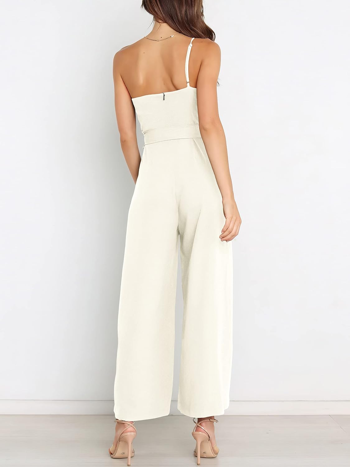 ANRABESS Jumpsuits for Women Dressy One Shoulder Sleeveless Romper
