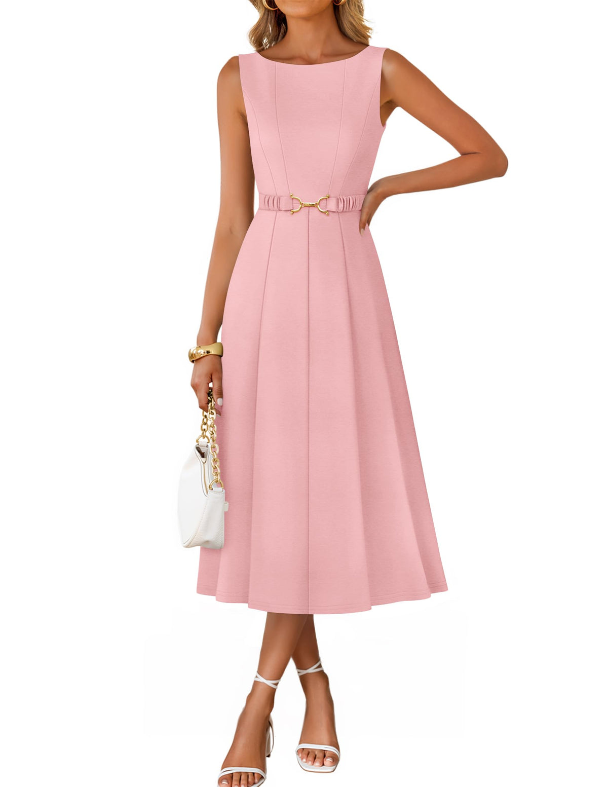 ZESICA Women's Summer Sleeveless 2026 Formal Cocktail Party Midi Dresses