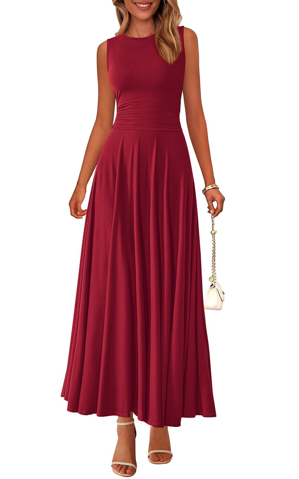 PRETTYGARDEN Womens Sleeveless Summer Dresses 2026 Flowy Aline Maxi Dress