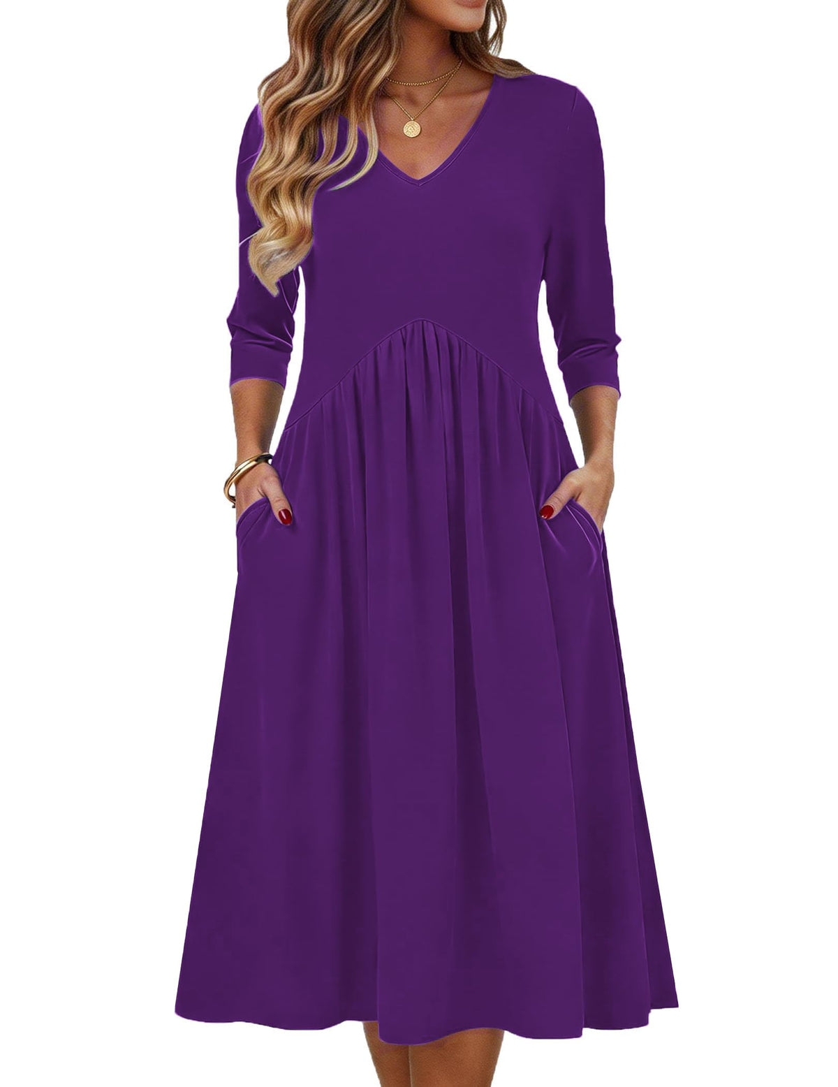 Zeagoo Summer Dresses for Women 2026 3/4 Sleeve Casual Midi Tshirt Dresses
