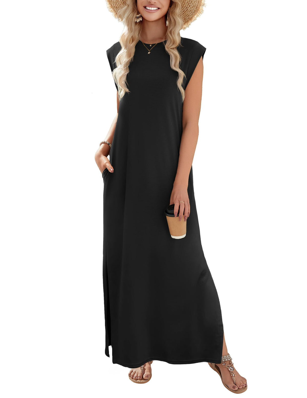 Zeagoo Summer Dresses for Women 2026 Long Maxi Sundresses Loose Split Wrinkle-Free Beach Travel Vacation Clothes