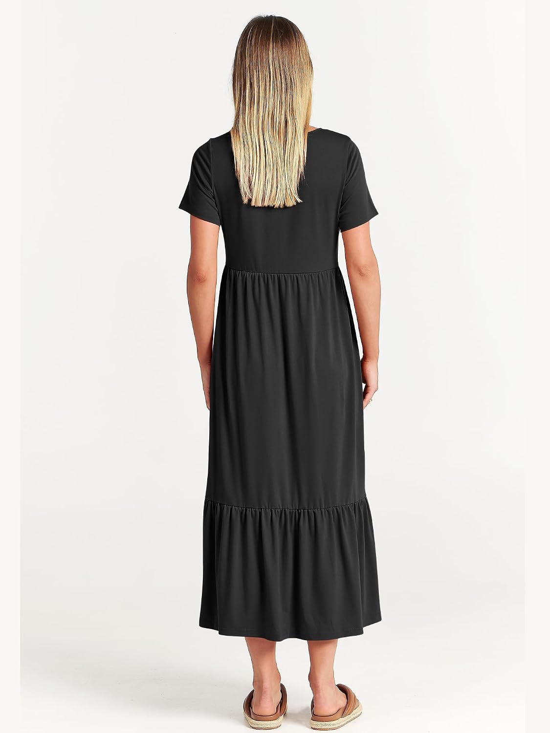 ANRABESS Womens 2026 Summer Casual Short Sleeve Maxi Dress with Pockets