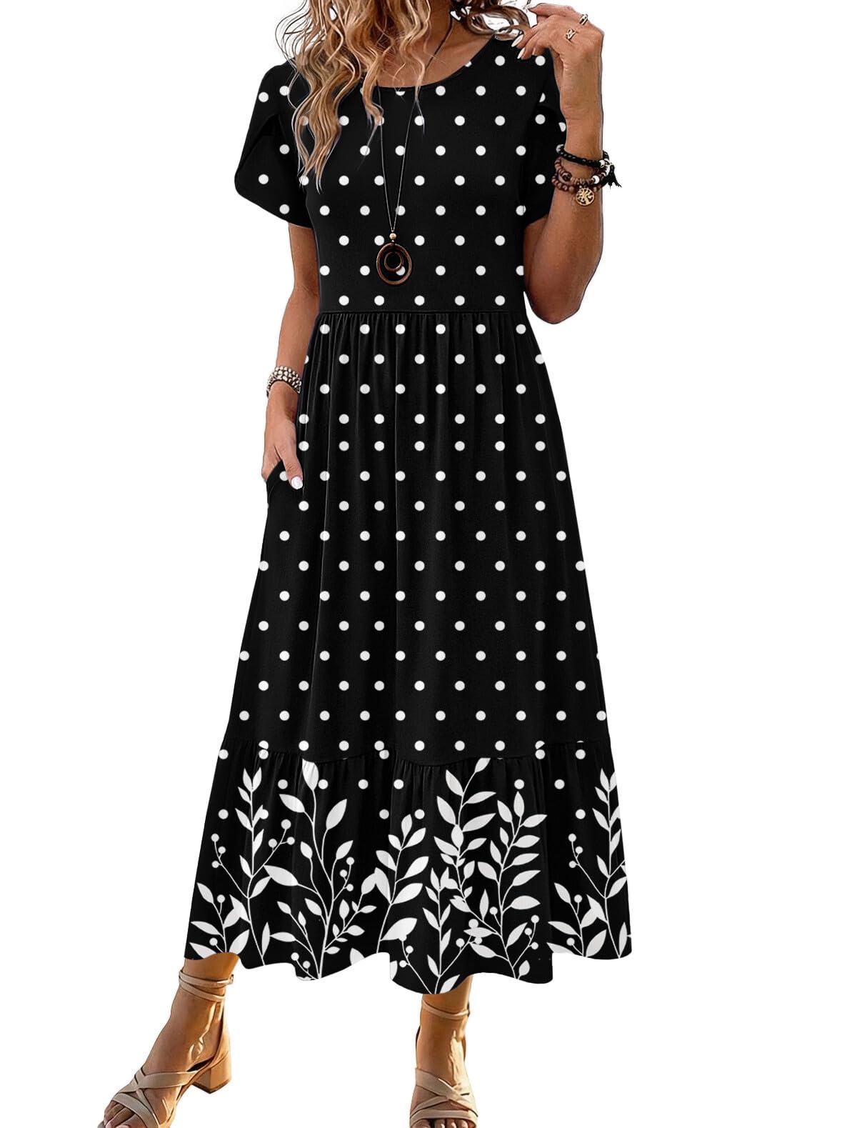 HOTOUCH Summer Dresses for Women 2026 Casual Midi Boho T Shirt Dress Ladies Sundress Aline Long Beach Vacation Clothes