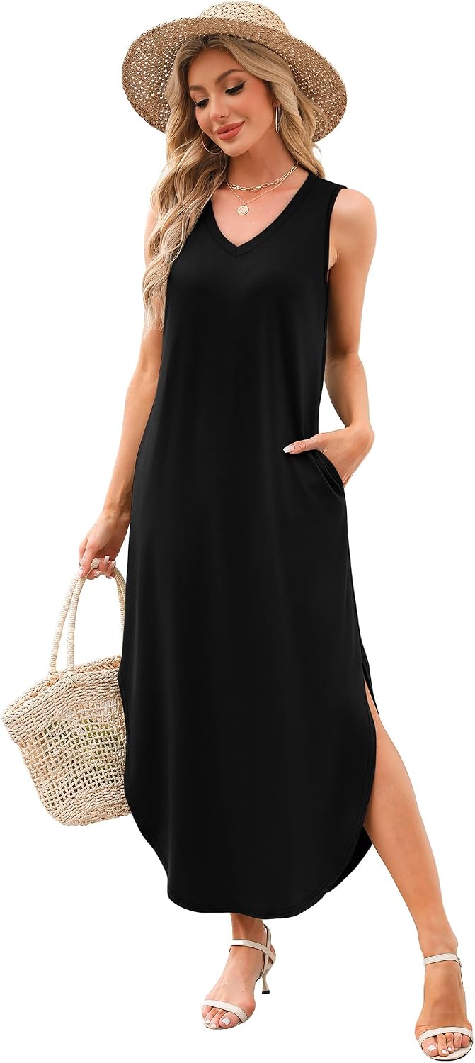 Sampeel Summer Dresses Maxi Dress Vacation Beach Sundresses 2025 with Pockets