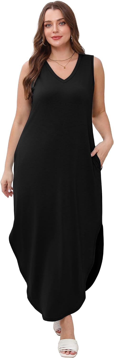 Sampeel Summer Dresses Maxi Dress Vacation Beach Sundresses 2025 with Pockets