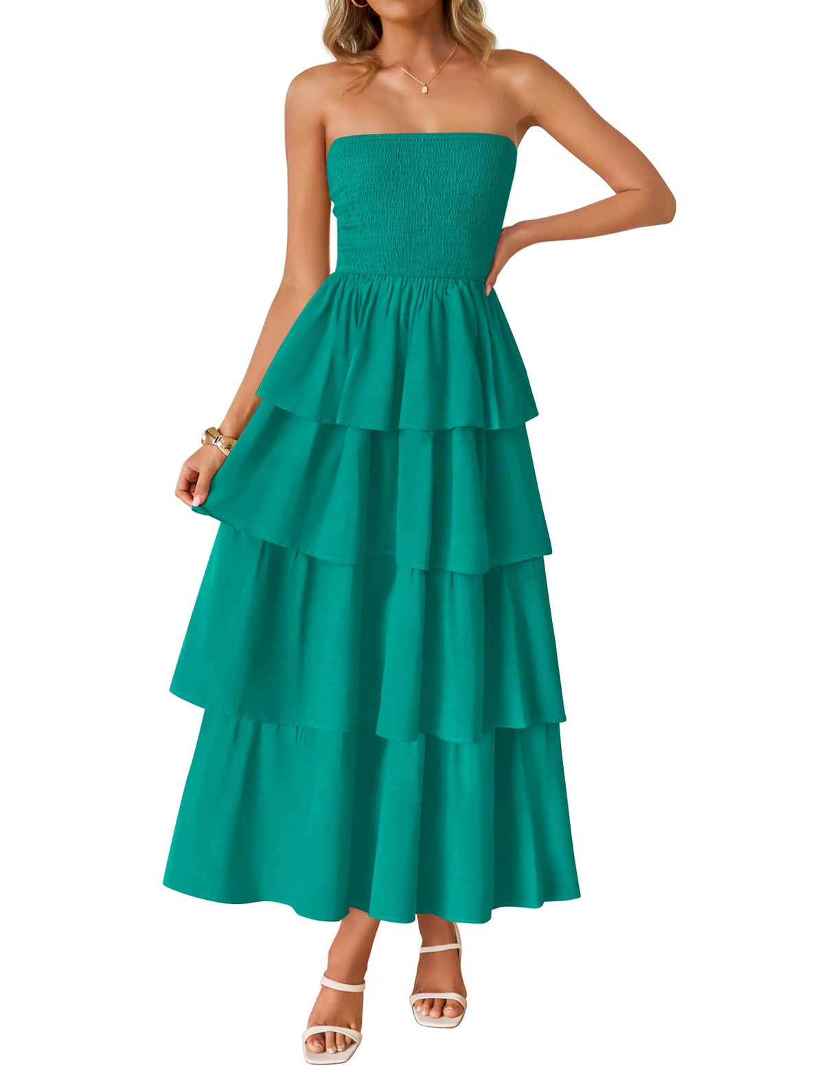 ZESICA Womens 2026 Summer Boho Strapless Maxi Dresses